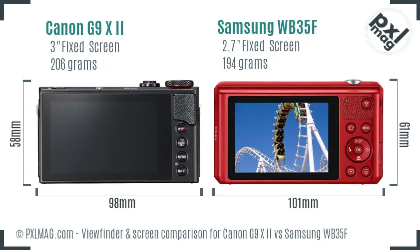 Canon G9 X II vs Samsung WB35F Screen and Viewfinder comparison