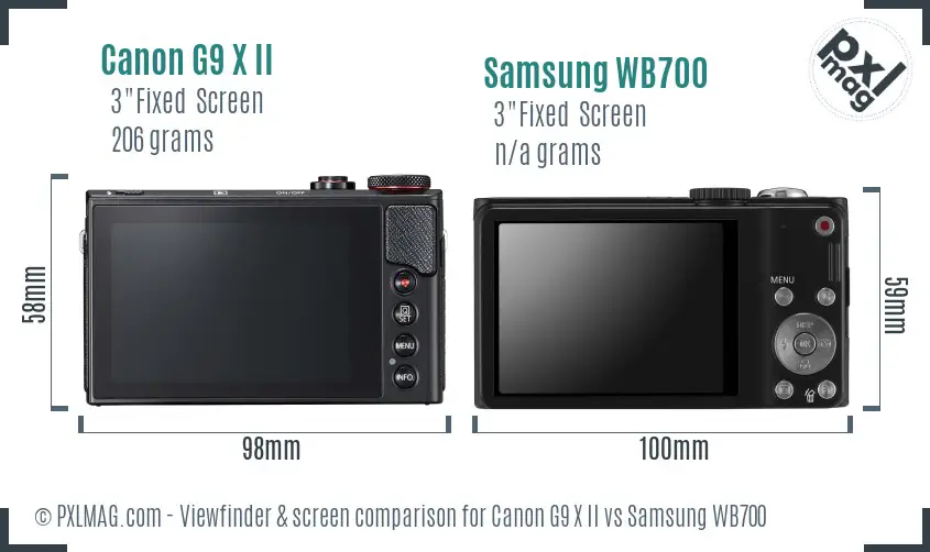 Canon G9 X II vs Samsung WB700 Screen and Viewfinder comparison Canon G9 X II vs Samsung WB700 Screen and Viewfinder comparison