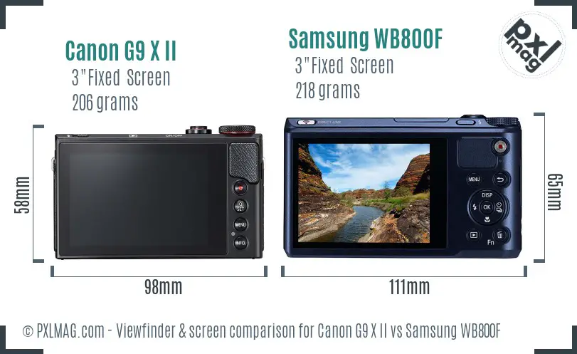 Canon G9 X II vs Samsung WB800F Screen and Viewfinder comparison