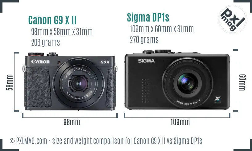 Canon G9 X II vs Sigma DP1s size comparison