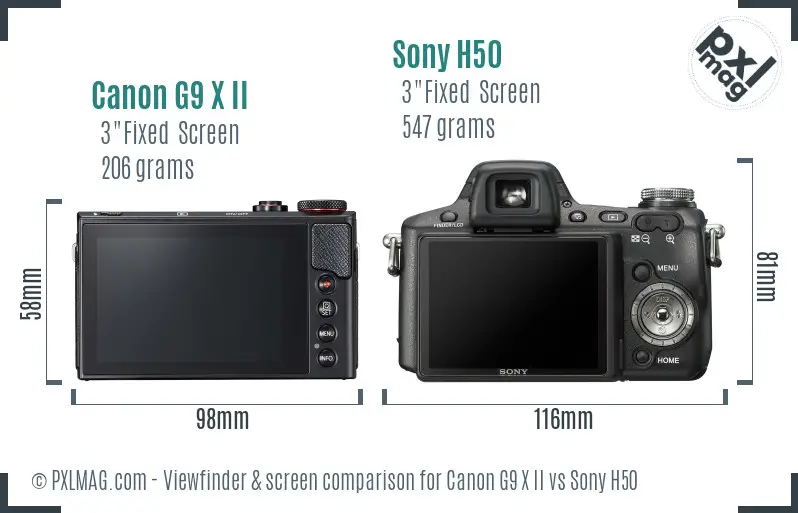 Canon G9 X II vs Sony H50 Screen and Viewfinder comparison Canon G9 X II vs Sony H50 Screen and Viewfinder comparison