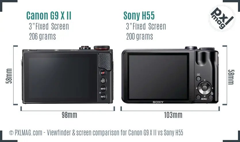 Canon G9 X II vs Sony H55 Screen and Viewfinder comparison