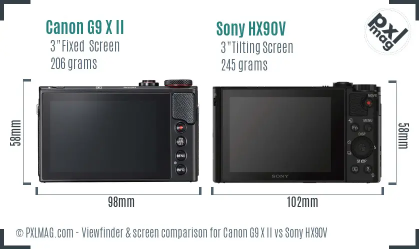 Canon G9 X II vs Sony HX90V Screen and Viewfinder comparison Canon G9 X II vs Sony HX90V Screen and Viewfinder comparison