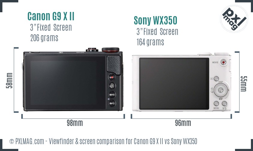 Canon G9 X II vs Sony WX350 Screen and Viewfinder comparison