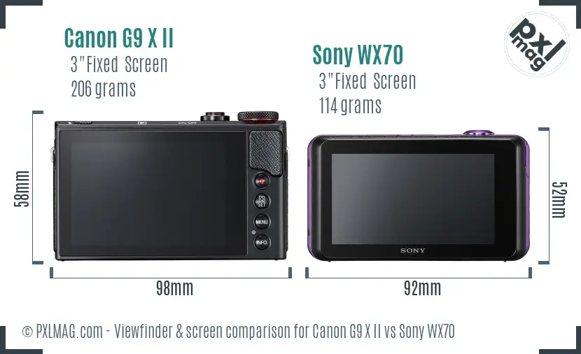 Canon G9 X II vs Sony WX70 Screen and Viewfinder comparison Canon G9 X II vs Sony WX70 Screen and Viewfinder comparison