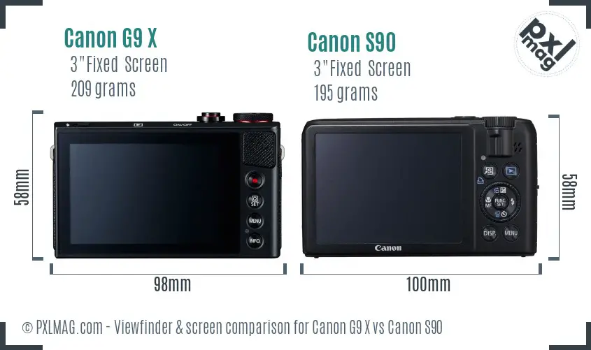 Canon G9 X vs Canon S90 Screen and Viewfinder comparison Canon G9 X vs Canon S90 Screen and Viewfinder comparison