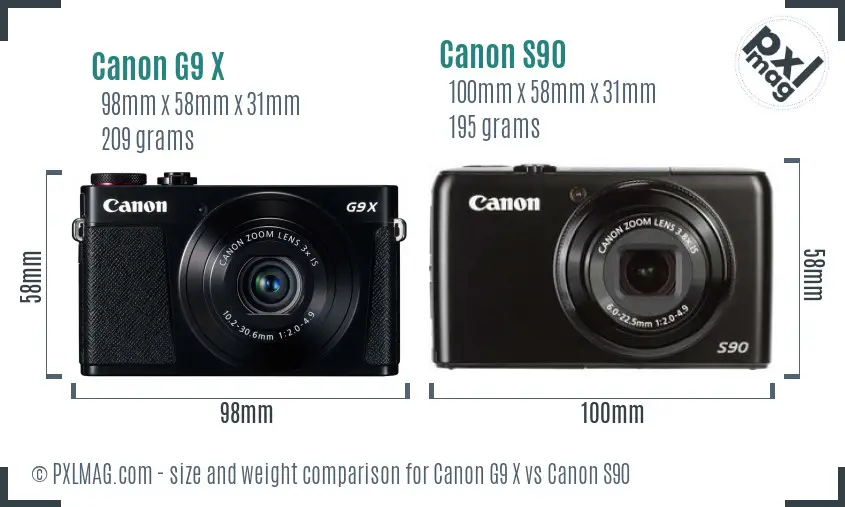 Canon G9 X vs Canon S90 size comparison Canon G9 X vs Canon S90 size comparison