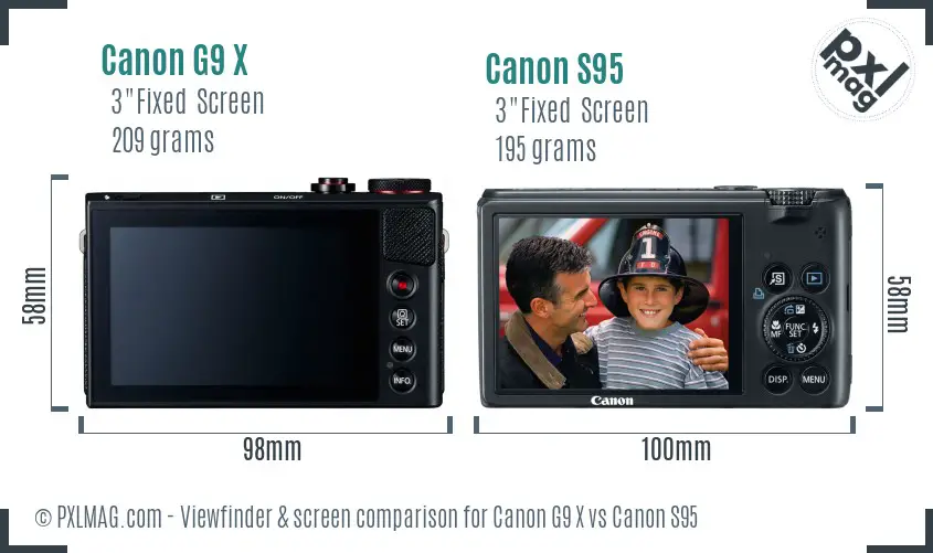 Canon G9 X vs Canon S95 Screen and Viewfinder comparison