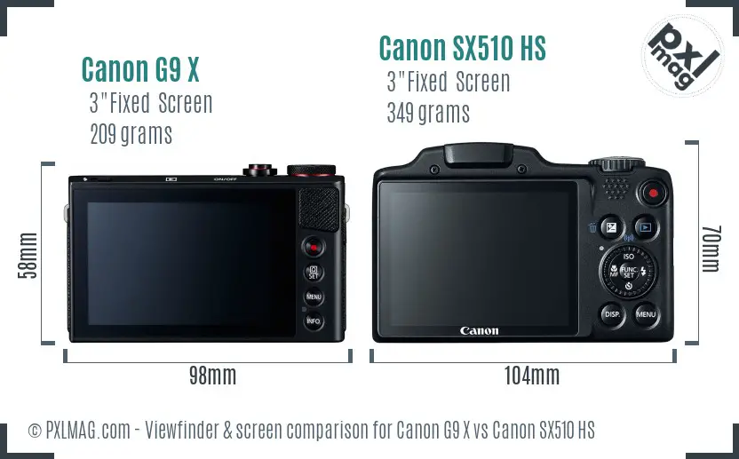 Canon G9 X vs Canon SX510 HS Screen and Viewfinder comparison Canon G9 X vs Canon SX510 HS Screen and Viewfinder comparison
