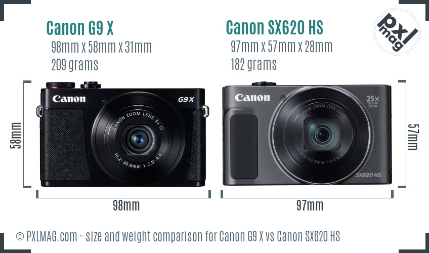 Canon G9 X vs Canon SX620 HS size comparison Canon G9 X vs Canon SX620 HS size comparison