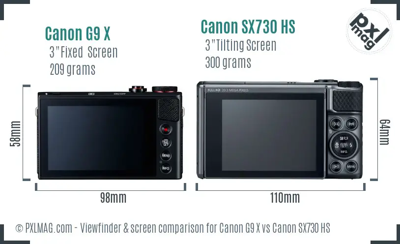 Canon G9 X vs Canon SX730 HS Screen and Viewfinder comparison Canon G9 X vs Canon SX730 HS Screen and Viewfinder comparison