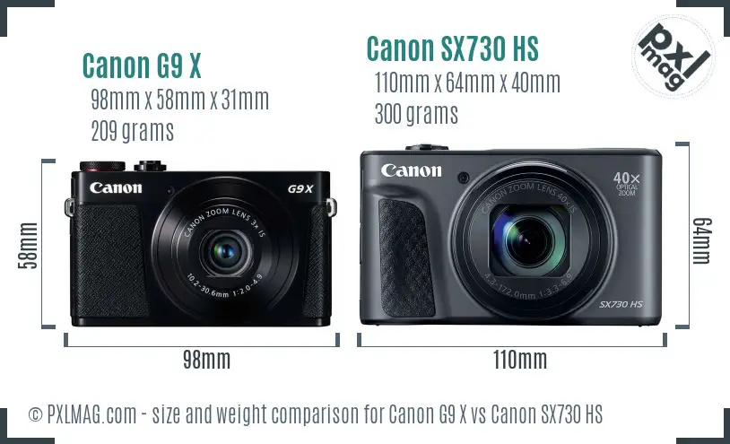 Canon G9 X vs Canon SX730 HS size comparison Canon G9 X vs Canon SX730 HS size comparison