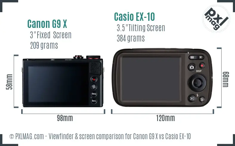 Canon G9 X vs Casio EX-10 Screen and Viewfinder comparison