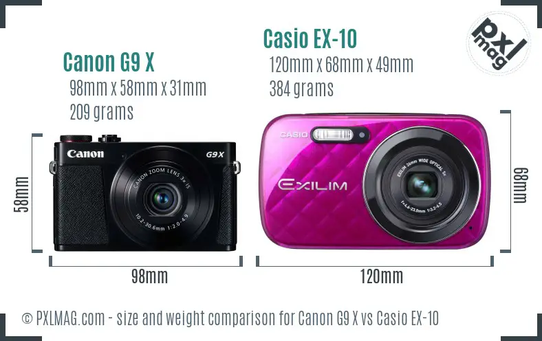 Canon G9 X vs Casio EX-10 size comparison