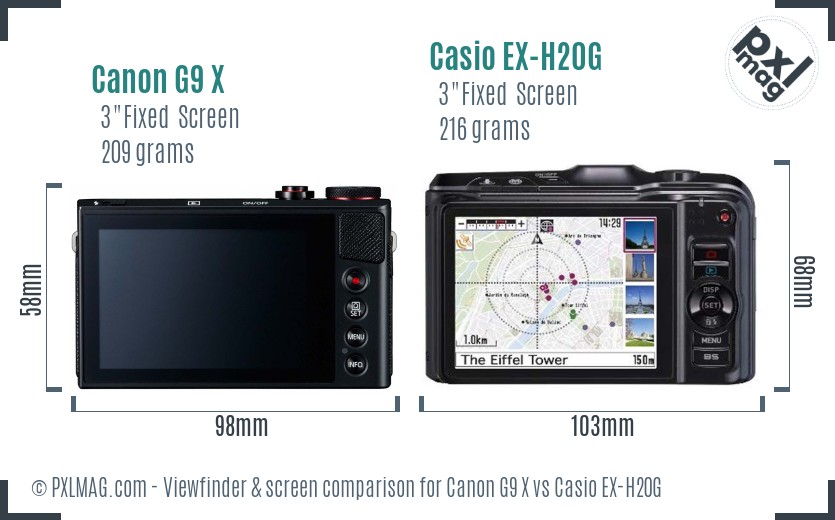 Canon G9 X vs Casio EX-H20G Screen and Viewfinder comparison