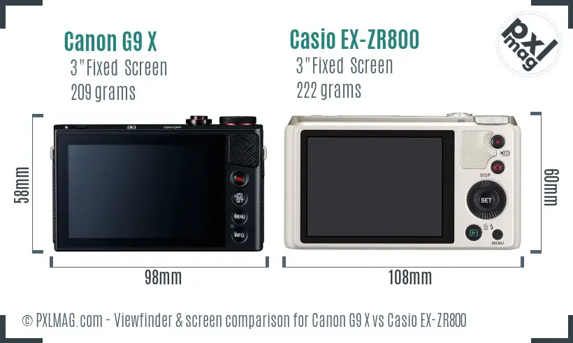 Canon G9 X vs Casio EX-ZR800 Screen and Viewfinder comparison Canon G9 X vs Casio EX-ZR800 Screen and Viewfinder comparison