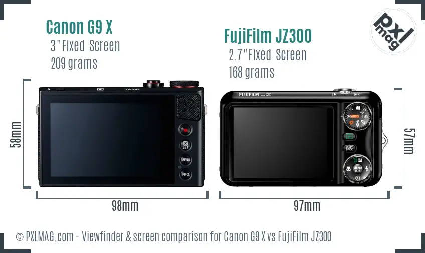 Canon G9 X vs FujiFilm JZ300 Screen and Viewfinder comparison Canon G9 X vs FujiFilm JZ300 Screen and Viewfinder comparison