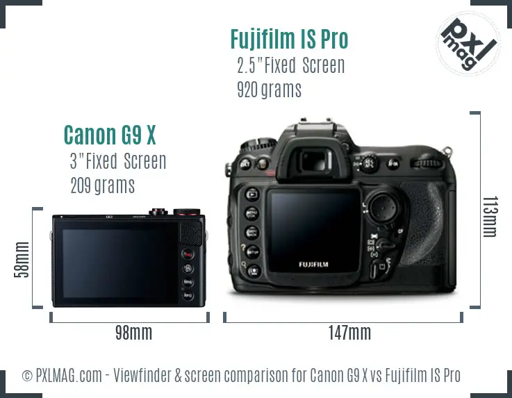 Canon G9 X vs Fujifilm IS Pro Screen and Viewfinder comparison