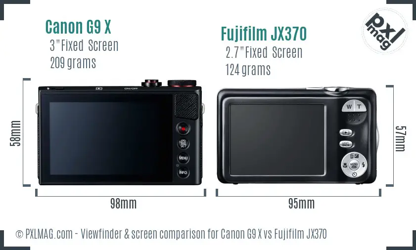 Canon G9 X vs Fujifilm JX370 Screen and Viewfinder comparison
