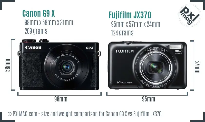 Canon G9 X vs Fujifilm JX370 size comparison