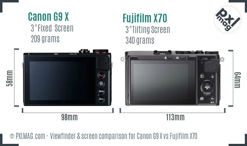 Canon G9 X vs Fujifilm X70 Screen and Viewfinder comparison