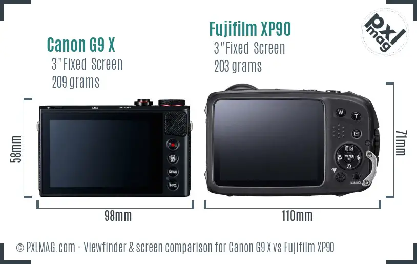 Canon G9 X vs Fujifilm XP90 Screen and Viewfinder comparison Canon G9 X vs Fujifilm XP90 Screen and Viewfinder comparison