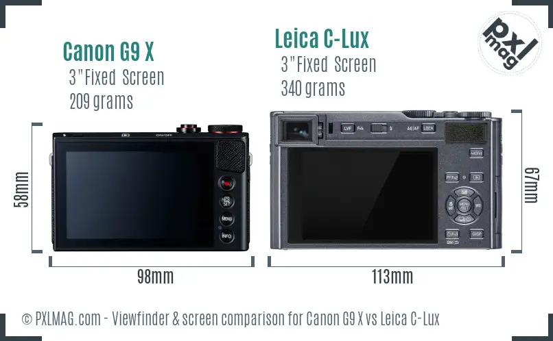 Canon G9 X vs Leica C-Lux Screen and Viewfinder comparison