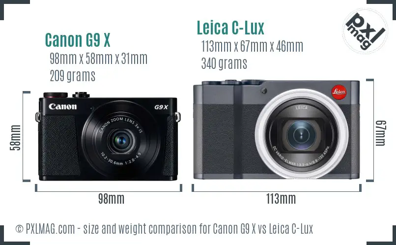 Canon G9 X vs Leica C-Lux size comparison
