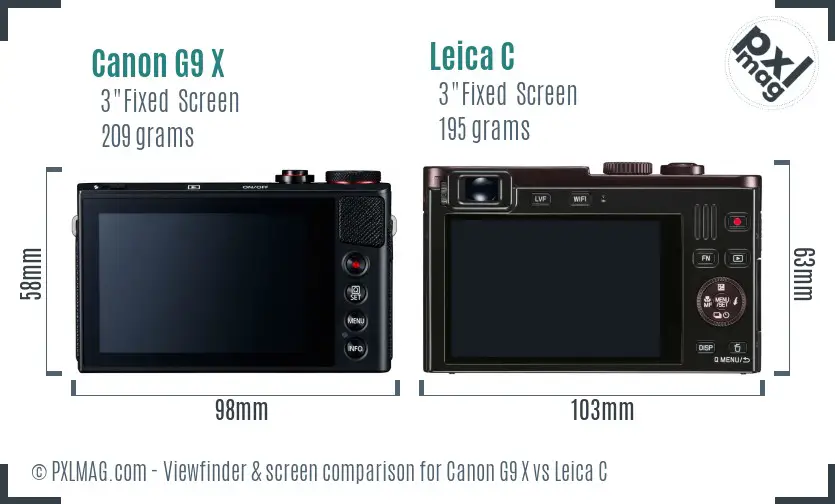 Canon G9 X vs Leica C Screen and Viewfinder comparison Canon G9 X vs Leica C Screen and Viewfinder comparison