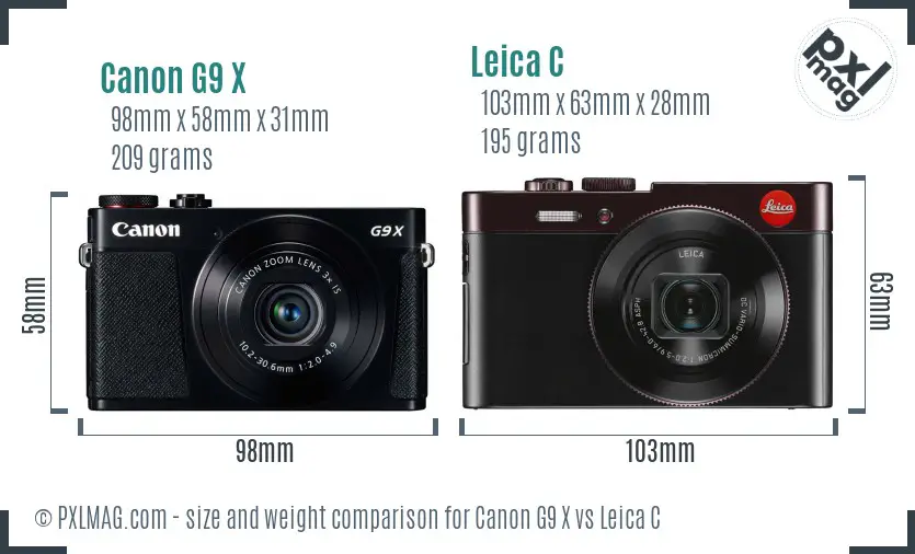 Canon G9 X vs Leica C size comparison Canon G9 X vs Leica C size comparison