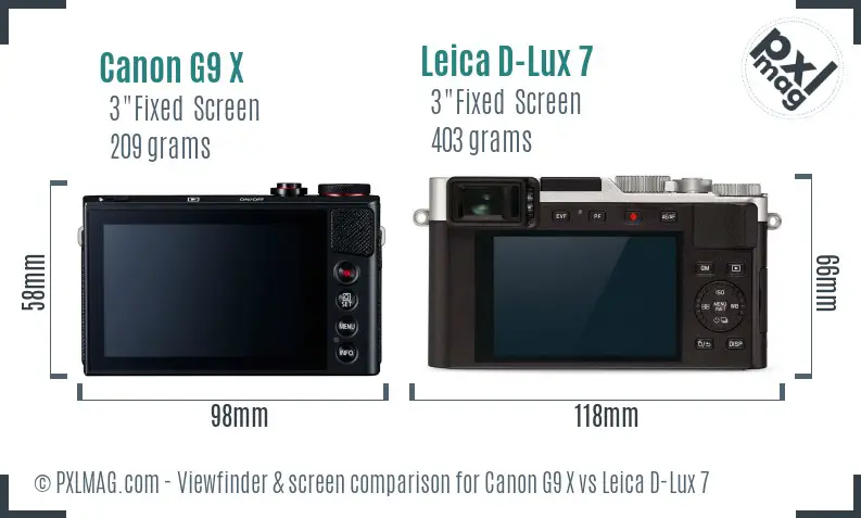 Canon G9 X vs Leica D-Lux 7 Screen and Viewfinder comparison