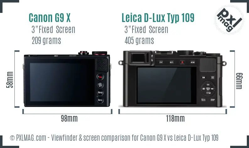 Canon G9 X vs Leica D-Lux Typ 109 Screen and Viewfinder comparison