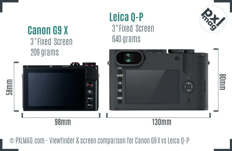 Canon G9 X vs Leica Q-P Screen and Viewfinder comparison