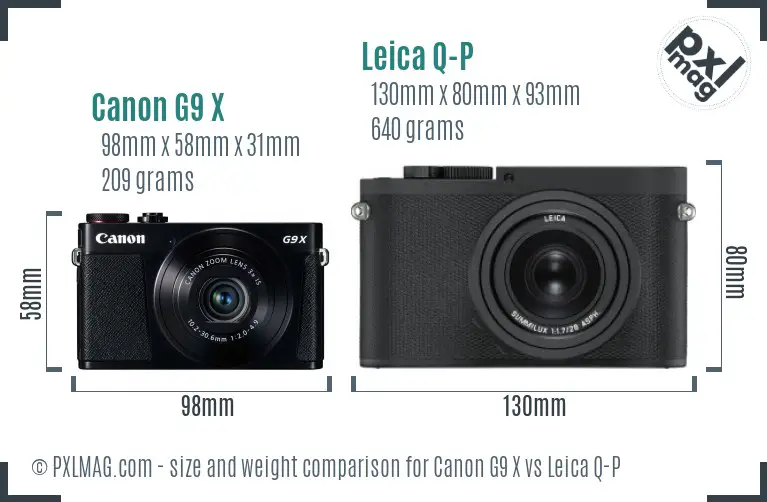 Canon G9 X vs Leica Q-P size comparison