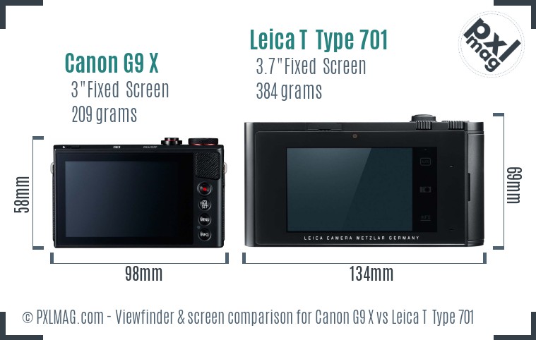 Canon G9 X vs Leica T Type 701 Screen and Viewfinder comparison
