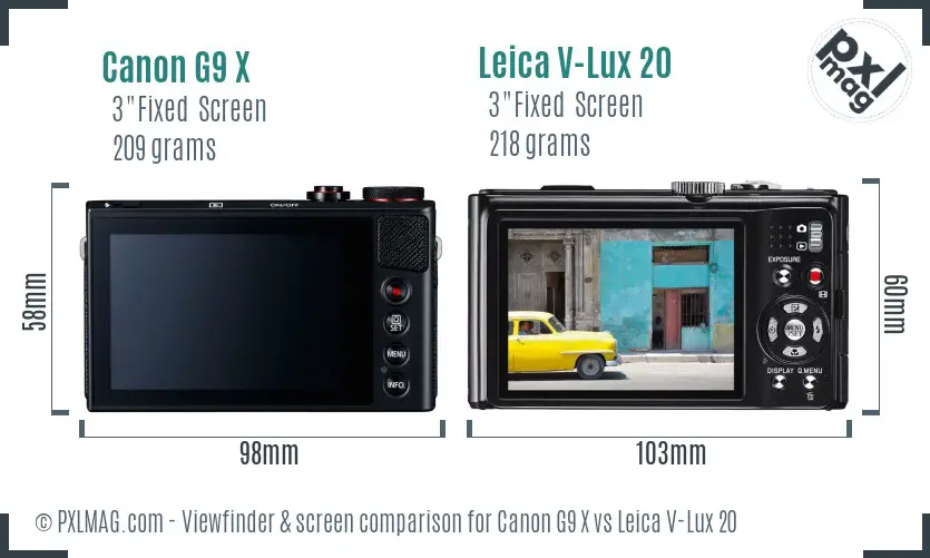 Canon G9 X vs Leica V-Lux 20 Screen and Viewfinder comparison Canon G9 X vs Leica V-Lux 20 Screen and Viewfinder comparison