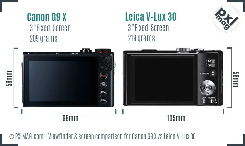 Canon G9 X vs Leica V-Lux 30 Screen and Viewfinder comparison