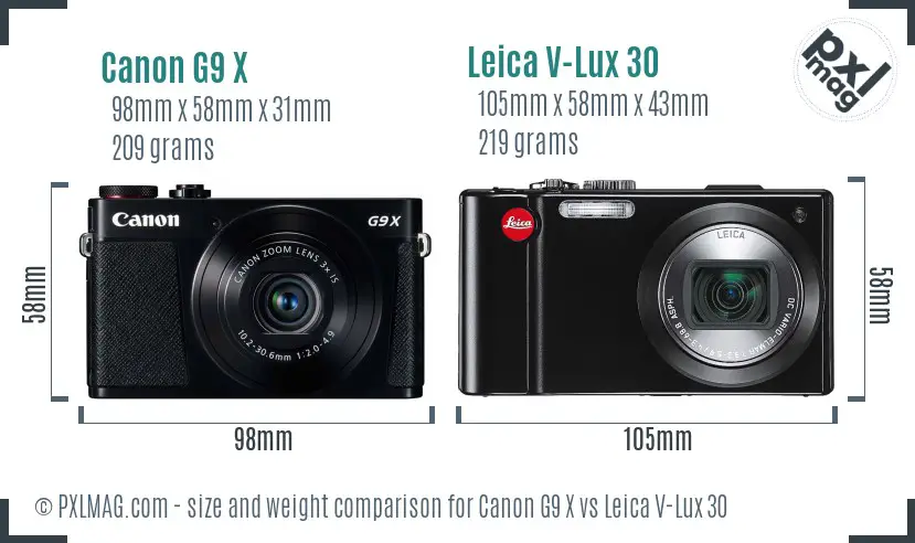 Canon G9 X vs Leica V-Lux 30 size comparison