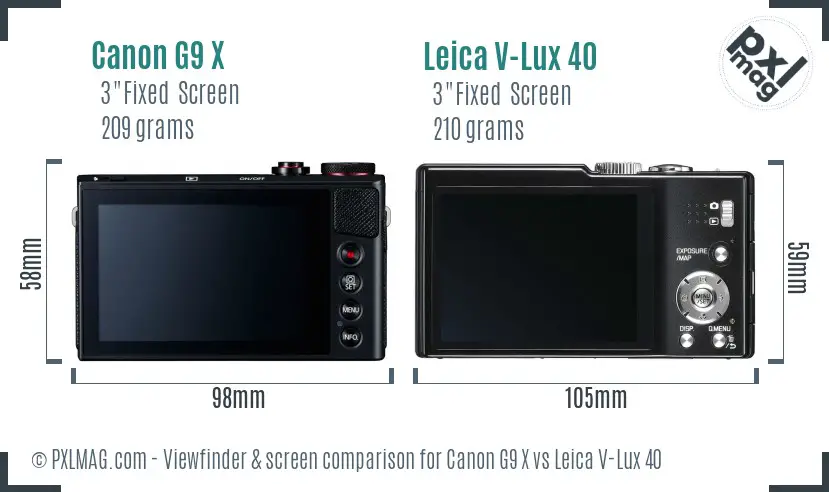 Canon G9 X vs Leica V-Lux 40 Screen and Viewfinder comparison