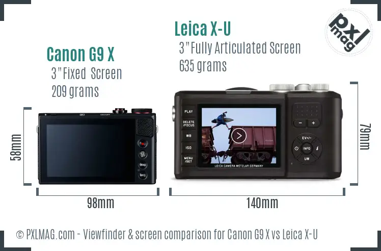 Canon G9 X vs Leica X-U Screen and Viewfinder comparison