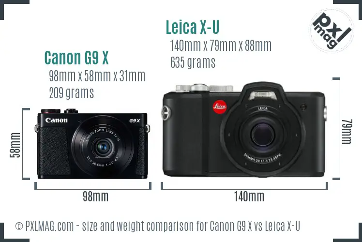 Canon G9 X vs Leica X-U size comparison