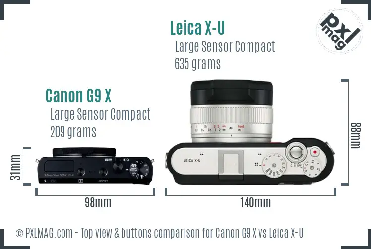 Canon G9 X vs Leica X-U top view buttons comparison