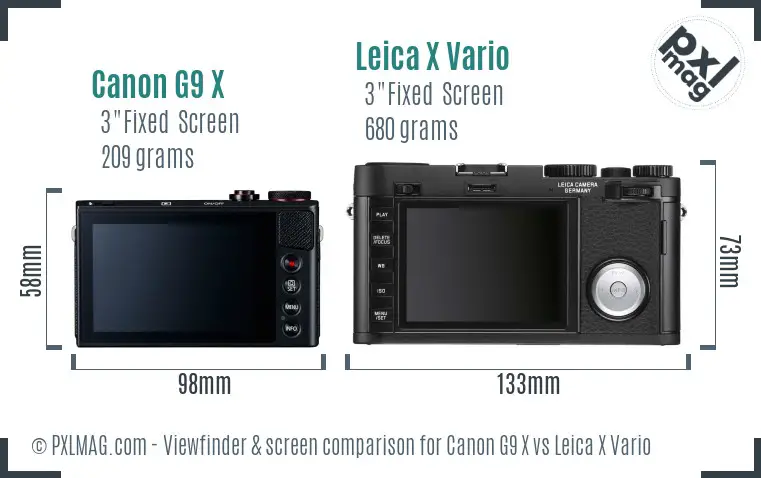 Canon G9 X vs Leica X Vario Screen and Viewfinder comparison