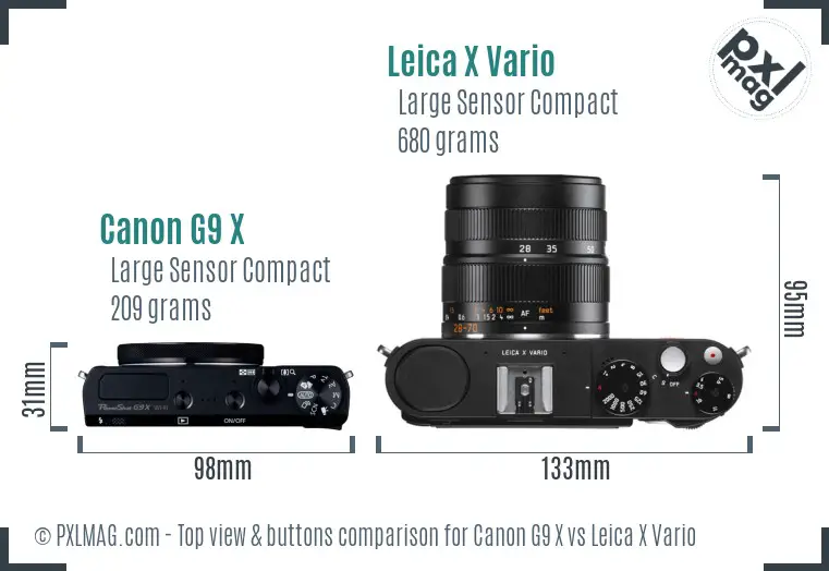 Canon G9 X vs Leica X Vario top view buttons comparison