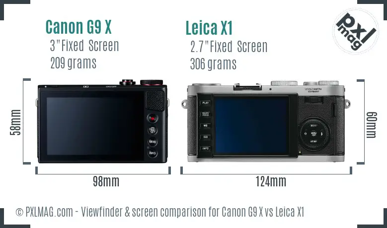 Canon G9 X vs Leica X1 Screen and Viewfinder comparison