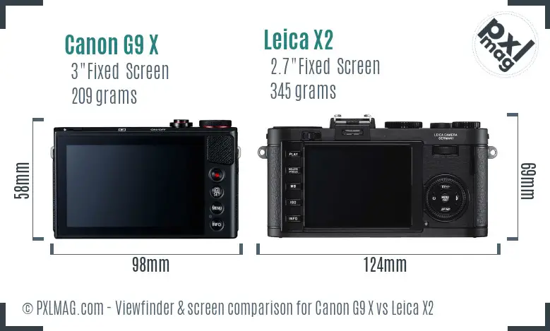 Canon G9 X vs Leica X2 Screen and Viewfinder comparison