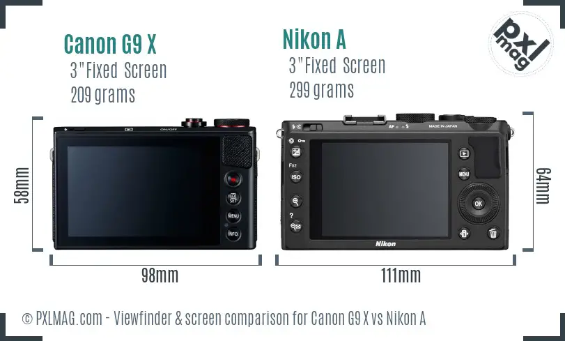 Canon G9 X vs Nikon A Screen and Viewfinder comparison
