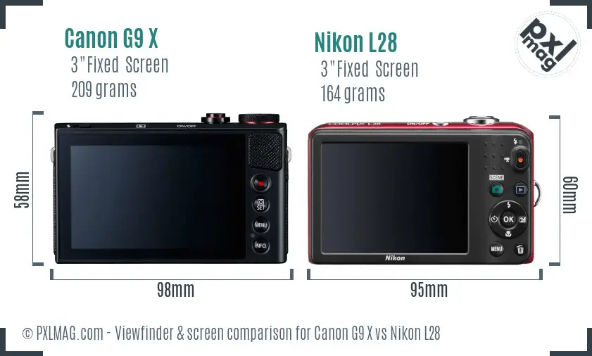 Canon G9 X vs Nikon L28 Screen and Viewfinder comparison Canon G9 X vs Nikon L28 Screen and Viewfinder comparison