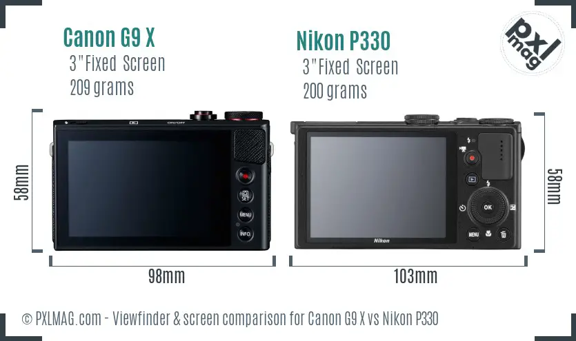 Canon G9 X vs Nikon P330 Screen and Viewfinder comparison