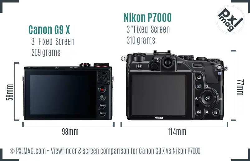 Canon G9 X vs Nikon P7000 Screen and Viewfinder comparison Canon G9 X vs Nikon P7000 Screen and Viewfinder comparison